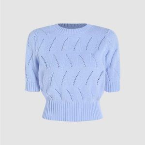 NWT CIDER Baby Blue Knit T-Shirt Sweater